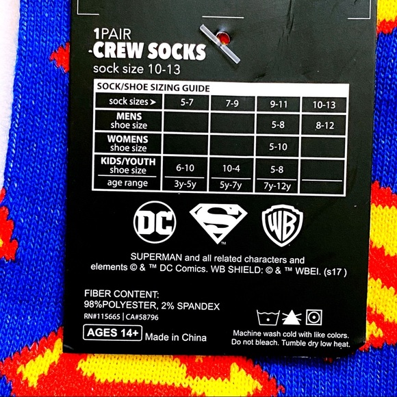 Superman DC Comics Super Hero Crew Socks - Picture 4 of 4
